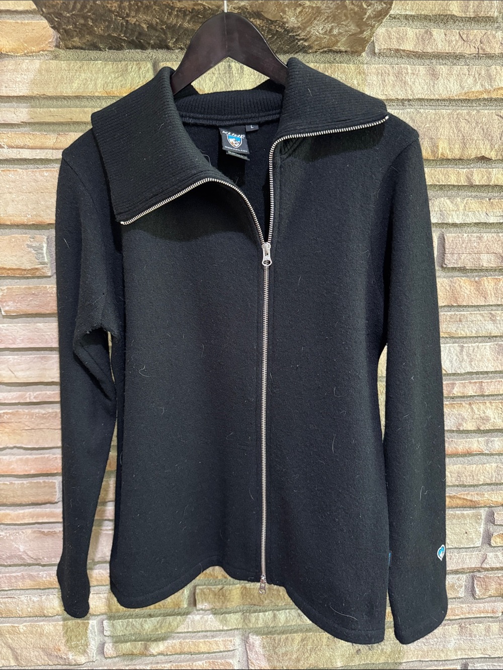 Women’s Black Kuhl asymmetric zip wool sweater